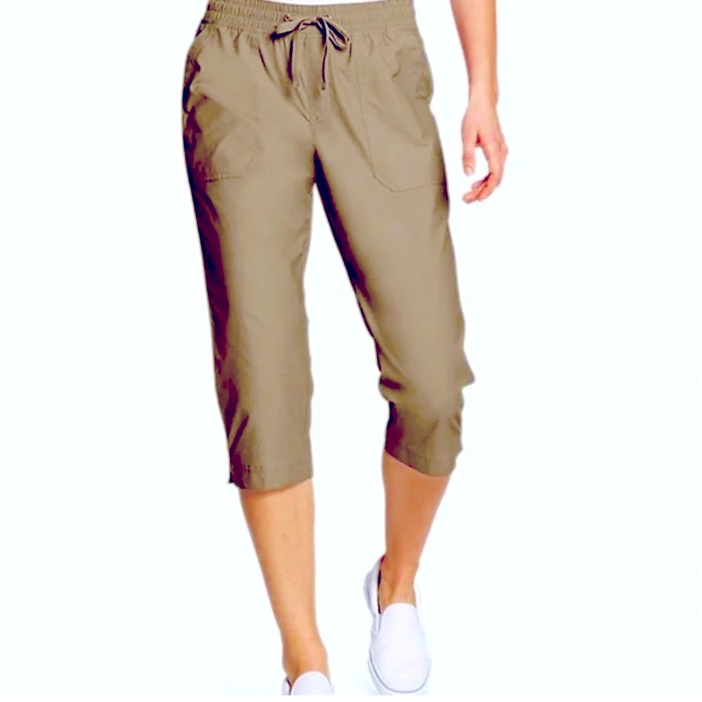 🆕 Eddie Bauer Andso Utility Capri Pant Size 10 on Sprig Green NWT